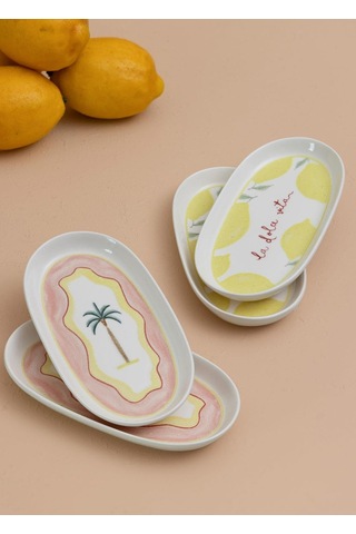 Marka Italian Summer Oval Servis Tabağı 4lü 17 Cm Çok Renkli