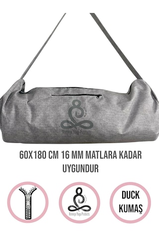 Mat Taşıma Çantası Yoga Fitness Silindir Antrenman Çantası + 2 Adet Mat Toplama Lastiği Antrasit