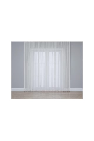Gauze Fabric Design Folded Keten Plus Ekru Tül Perde 200 X 250 - Seyrek Pile 1 X 2 Çok Renkli