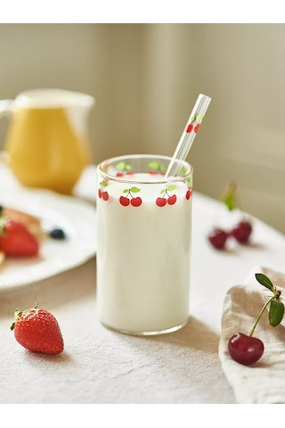 Roomi Borosilikat Camdan Yapılmış 300 Ml Bardak Pipetli, Uzun 245043239 Beyaz