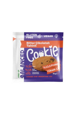 Glütensiz Bitter Çikolatalı Tahinli Proteinli Cookie 50 Gr Glütensiz Bitter Çikolatalı Tahinli Proteinli Cookie 50 Gr