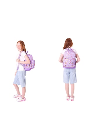 Kaukko Kids Dört Bölmeli Sırt Çantası Ve Isı Yalıtımlı Beslenme Çantası Seti - Kız Çocuk - Mor Mor
