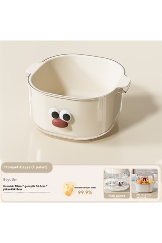 Spring Katmanlıve Ve Sebze Yıkama Ve Başaltma Sepeti Küçük Beyaz Beyaz