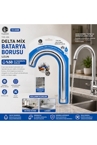 Kuğu Evye - Lavabo Uzun Delta Mix Batarya Borusu Krom Kaplama - Vakumlu - Süzgeçli Uç Bx40 Renkli