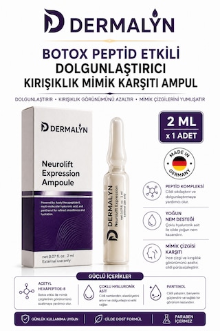 Dermalyn 1 Adet Peptid Etkili Dolgunlaştırıcı Kırışıklık Mimik Karşıtı Ampul Serum Dermaroller Dermapen