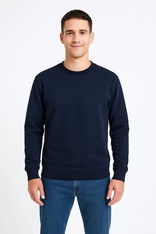 Vexor Erkek Üç İplik Düz Bisiklet Yaka Sweatshirt - Lacivert