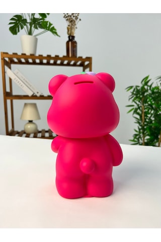 Favora Çilekli Ayıcık Kumbara - Koyu Pembe