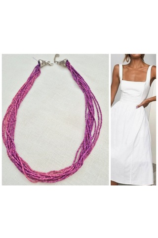 Mor Degradeli Boncuk Kolye