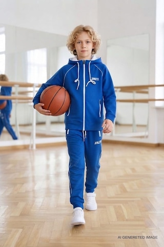Pina Kids Erkek Çocuk Scuba Atheletic Reglan Kol Kapüşonlu Dalgıç Kumaş Eşofman Takımı Esf7028 Saks