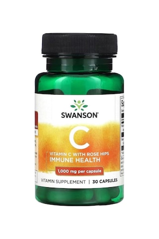 Swanson, Vitamin C With Rose Hips, 30 Kapsül