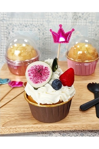 Maoyaya Altın Kırmızı Doğum Günü Pastası Kağıt Bardakları Yağ Geçirmez Yüksek Isıya Dayanıklı Muffin Bardakları Düğün Tatlı Masası 50 50