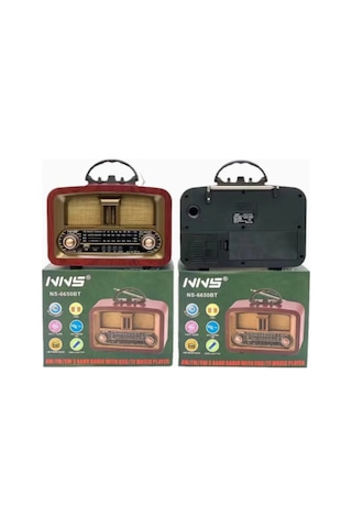 Ns-6650 Büyük Boy Telefon Tutma Aparatlı Retro Ahşap Tasarım Bluetooth Hoparlörlü Radyo Fm/am-440