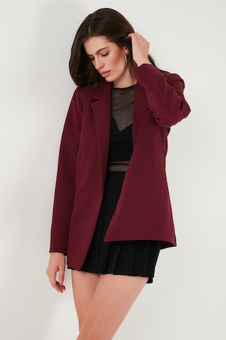 Lela Standart Fit Mono Yaka Desenli Astar Detaylı Blazer Bayan Ceket 6524003 Bordo