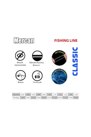 Mercan Classıc 1000 M. Mavi Çile Misina