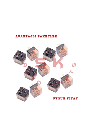 Skauto 12V Mini Şeffaf Röle 5 Uçlu 40 Amper 50'Li