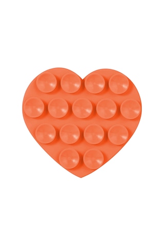 Forzacase Çift Taraflı Silikon Vakumlu Eller Serbest Cep Telefon Tutacağı Kalp - Fc1109 Turuncu