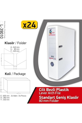 Laçin Klasör Beyaz Geniş 24 Adet 1 Koli