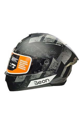 Beon B507 Full Face Kapalı Motosiklet Kaskı Gri - Siyah
