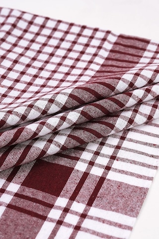 Pamuklu Bordo Renkli Pöti Kareli 4'lü Kurulama Bezi, Beslenme Örtüsü, Servis Peçetesi