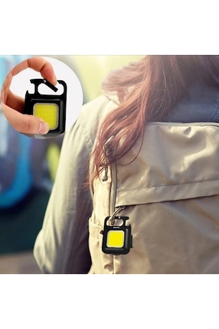 Kenpazar Mini 30 Ledli Mıknatıslı Anahtarlık Flash Kamp Lambası Askılı Kapak Açacaklı Şarjlı Fener