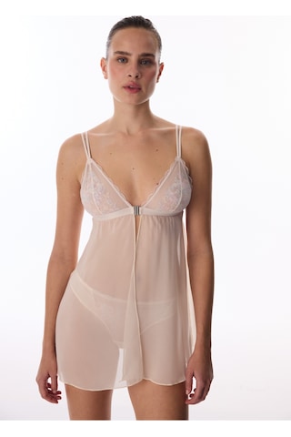 Penti Bej Front Opening Broderie Babydoll