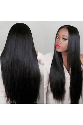 Fabrika Sınır Ötesi Peruk Avrupa Ve Amerikan Tarzı Peruk Kadın Uzun Düz Saç Siyah Orta Afrika Peruk Sentetik Peruk