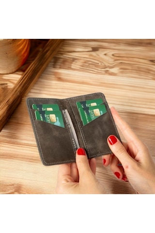 Enrico Slim Deri Kartlık Tn18 Antik Gri