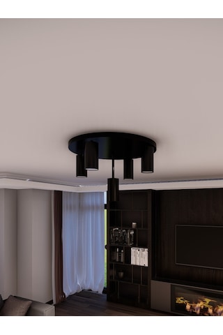Miren Siyah Sabit Başlıklı 5'li Spot Led Tavan Avizesi