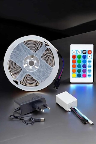 5 Metre Şerit Led Rgb Işıklı Kumandalı Güç Adaptörü Her Ortama Uygun Tkdytgsq0w6rxlu59pw