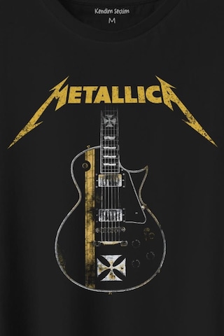 Metallica Iron Cross Gitar Baskılı Tişört Unisex T-shirt 001