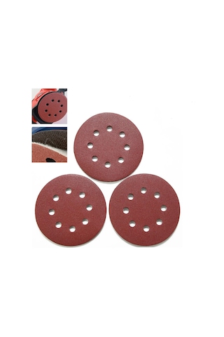 Sones 100 Adet 125mm Flok Zımpara Kağıdı 5 İnç 8 Delikli Disk Zımpara Kağıdı Kendinden Yapışkanlı Zımpara Kağıdı, Grit:60 Mesh