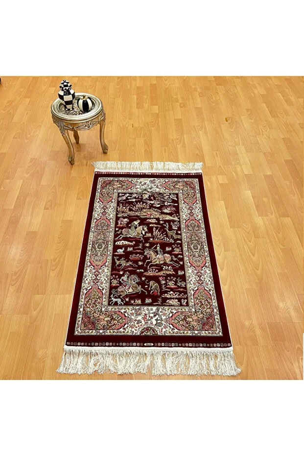 Mevlana Bazaar Şehname Motifli 160 X 230 Cm İpek Halı Bordo