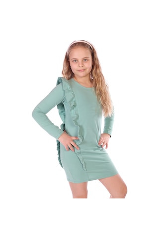 Toontoy Kız Çocuk Fırfır Detaylı Elbise Yeşil
