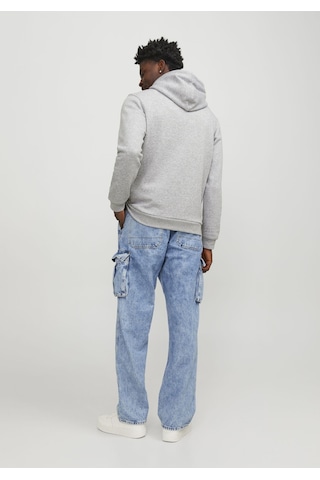 Jack & Jones Logo Baskılı Kapüşonlu Sweatshirt - Logan 12246994 Light Grey Melange Gri