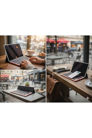 Brivona Katlanabilir Bluetooth Klavye Telefon/tablet Standlı Taşınabilir