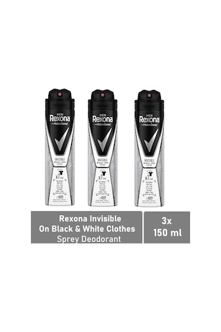 Rexona Men Invisible Black+White Erkek Sprey Deodorant 3 x 150 ML