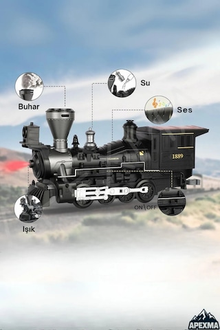 Mj Toys Işıklı Ve Sesli Classic Buharlı Tren Set 30 Parça Hediyelik Oyuncak Lokomotif Seti Klasik Tren Seti
