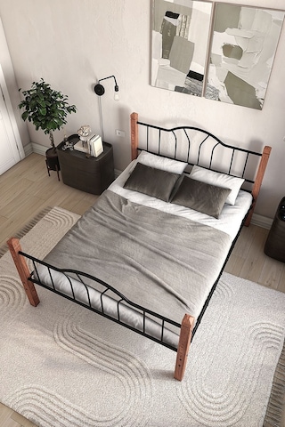 Argimo Pasifik Çift Kişilik Ferforje Metal Karyola 180 x 200 Siyah