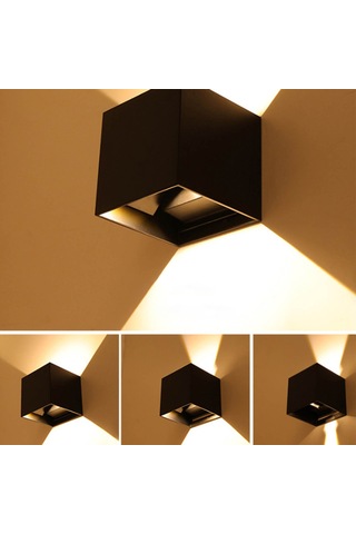 Kosona Siyah 6w Led Küp Duvar Lambası - Aydınlatma Açısı Ayarlanabilir - Modern Oturma/yatak Odası - Su Geçirmez Abs Malzeme Diğer