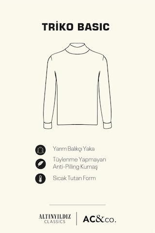 AC&Co / Altınyıldız Classics Standart Fit Normal Kesim Yarım Balıkçı Yaka Erkek Triko 4A4923100005SYH3XL Siyah