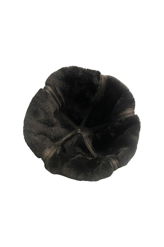 Deri Siyah Içi Kürklü Bere