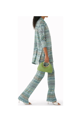 Missoni Zigzag Desenli Rahat Pantolon Yeşil Çoklu