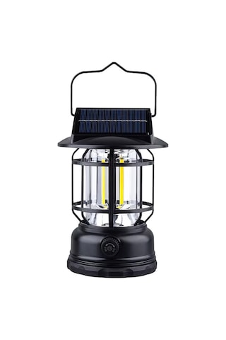 Pr-7900 Güneş Enerjili Şarj Edilebilir Kamp Lambası Işıldak 10w Siyah