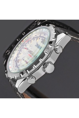 Xiyyadms Jargar Üç Gözlü Otomatik Mekanik Erkek Kol Saati - Beyaz Yüz Ve Deri Kordon Çok Renkli