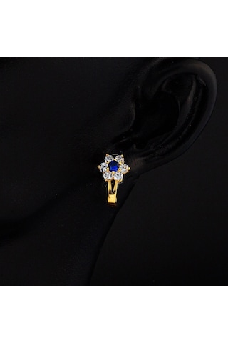 Bilezikci Lacivert Taşlı 14 Ayar Altın Çocuk Küpesi Ckrc09
