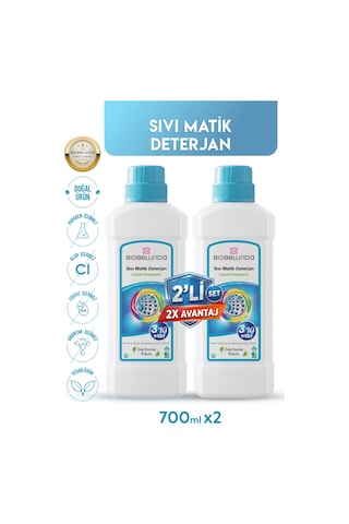 Doğal Bileşenli 3 Etkili Sıvı Matik Deterjan 700 Ml 2'li Set