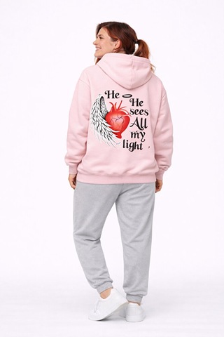 Sevgili Kombini Melek Şeytan Kalp Baskılı Oversize Hoodie Seti Ka Siyah