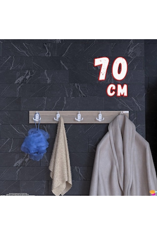 Modilayn Arı Serisi 66,4x9,6 Cm 5'li Set 15 Kancalı Banyo Askısı Ekstra Düzen Ve Yer Tasarrufu Cordoba