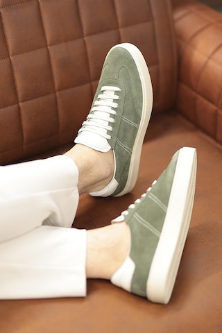 Shoetyle - Yeşil Hakiki Süet Bağcıklı Erkek Sneaker 666-3071-1249