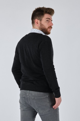 De Blasıo Minimalist V Yaka Erkek Hırka - Oversized & Şık Marengo